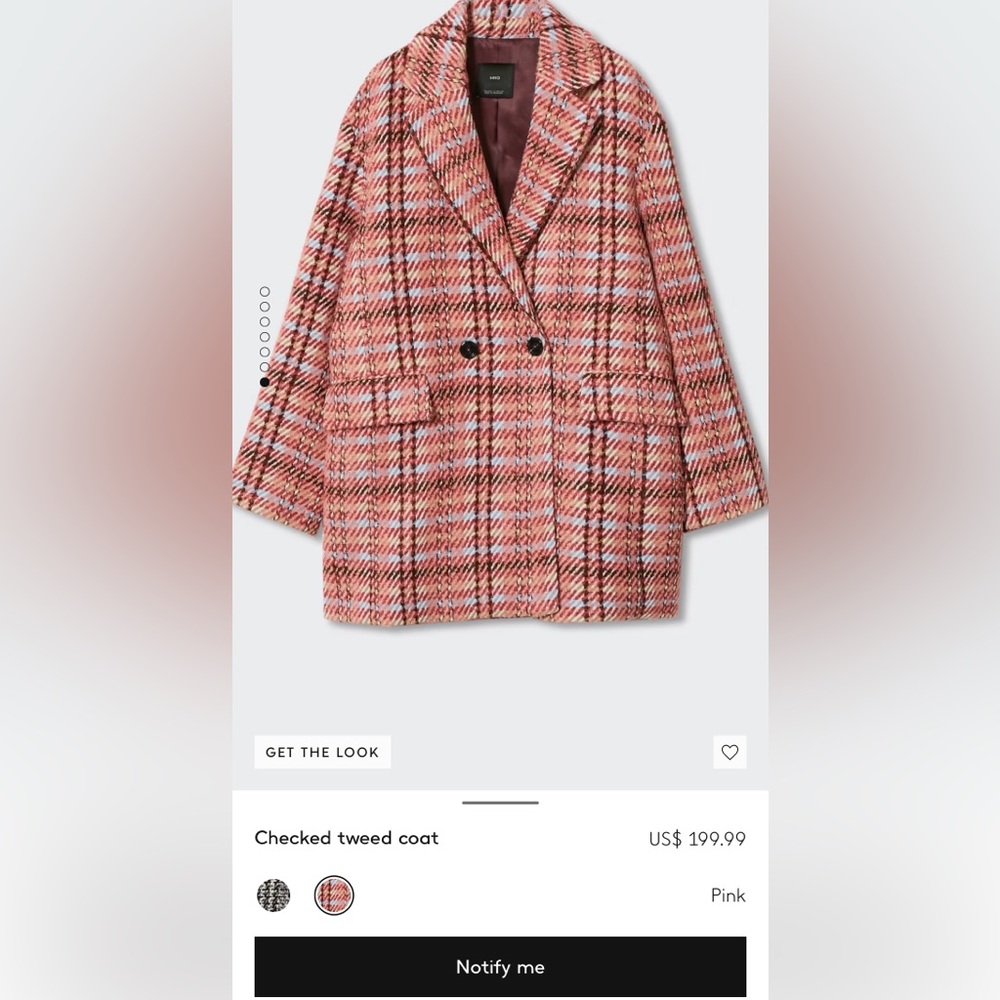 Mango Checked Tweed Coat - NWT - Sold out on Mango - Picture 2 of 5